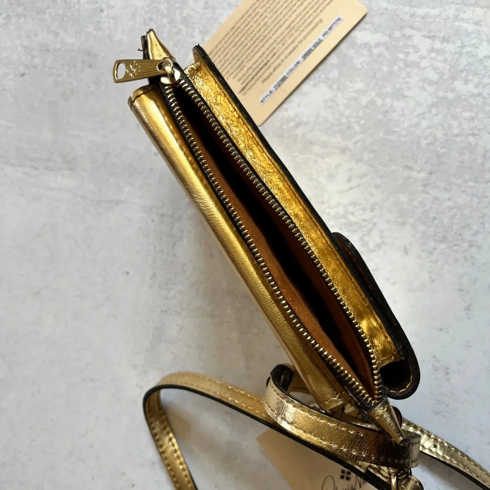 Patricia Nash Chiavella Phone Crossbody Leather Bag in Greek Gold RFID Security - Picture 8 of 12